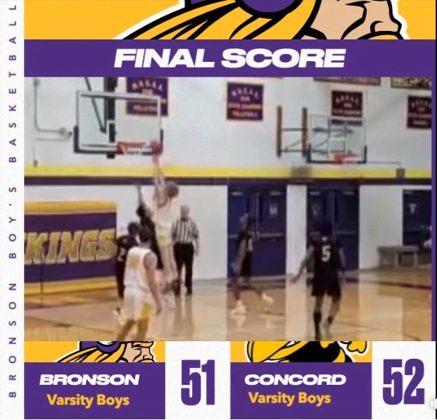 Bronson boys fall to Concord 52-51